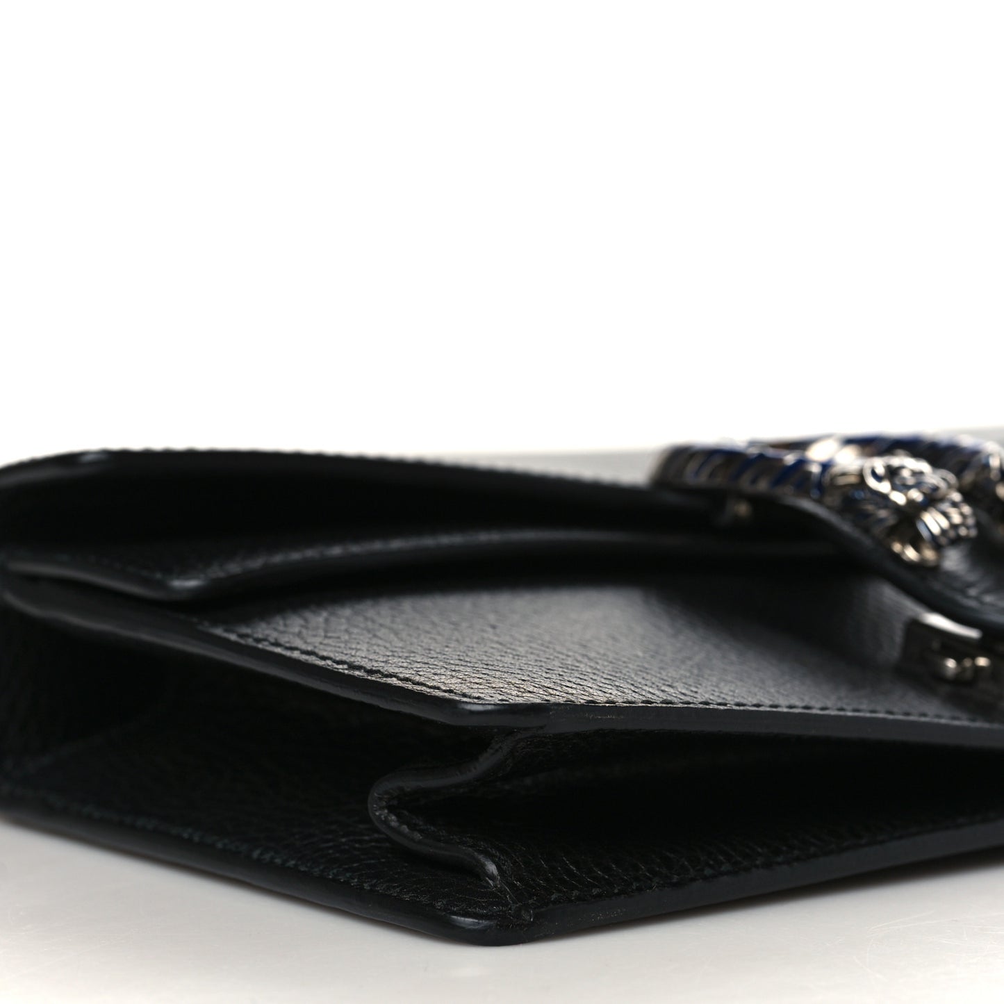 Dollar Calfskin Enamel Small Dionysus Shoulder Bag Black Electric Blue