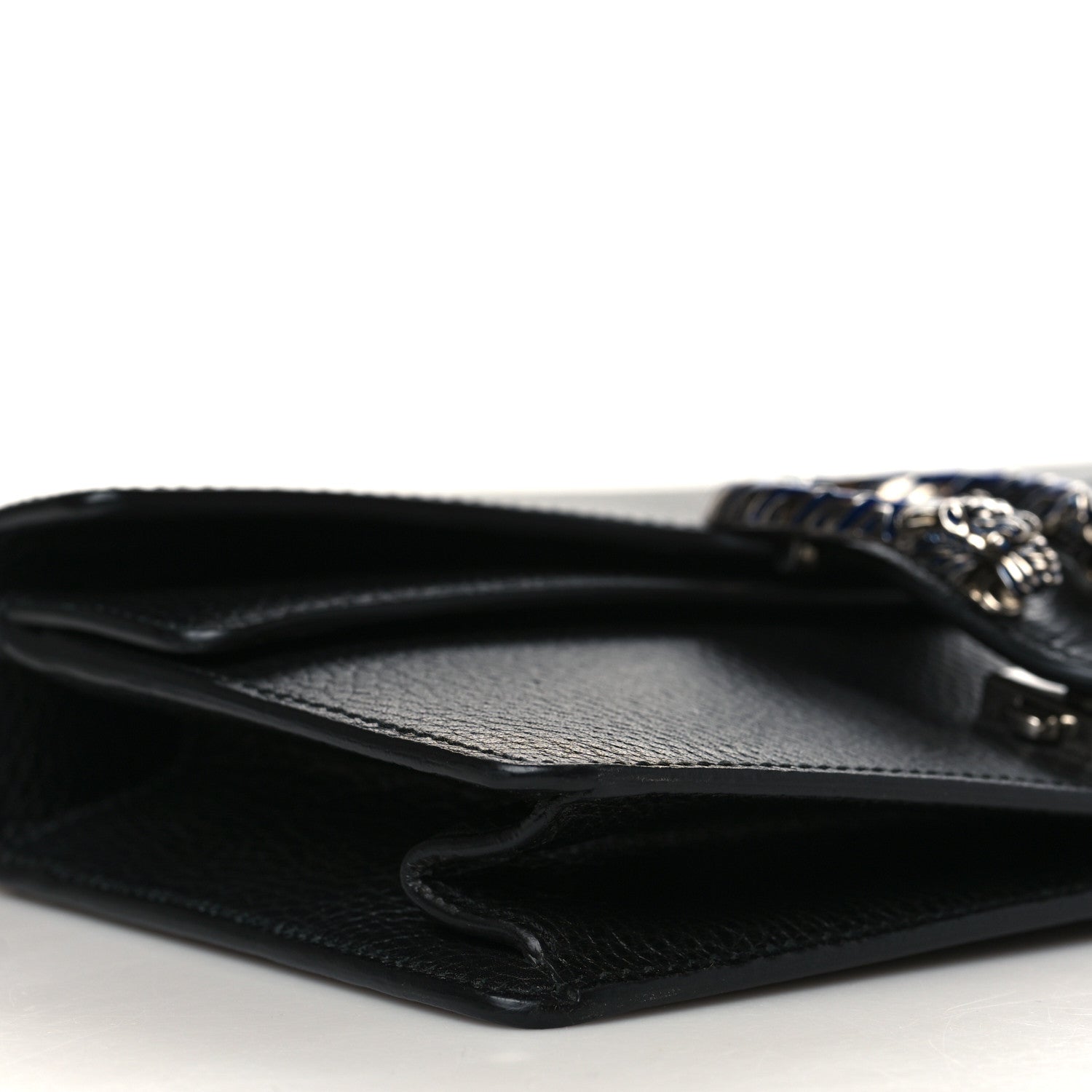 Gucci Dollar Calfskin Enamel Small Dionysus Shoulder Bag Black Electric Blue 8 of 9
