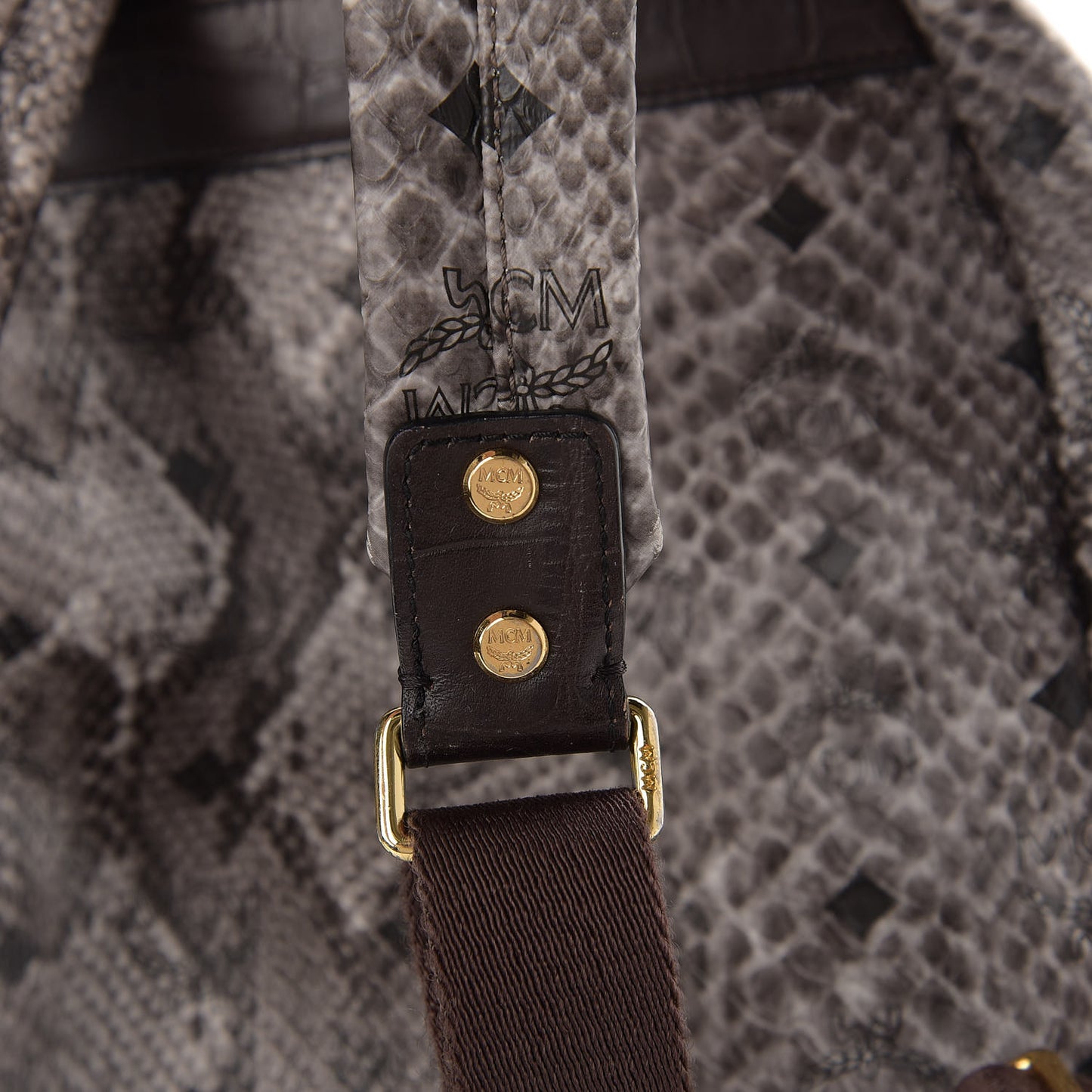 Visetos Snakeskin Printed Studded Small Stark Backpack Light Grey