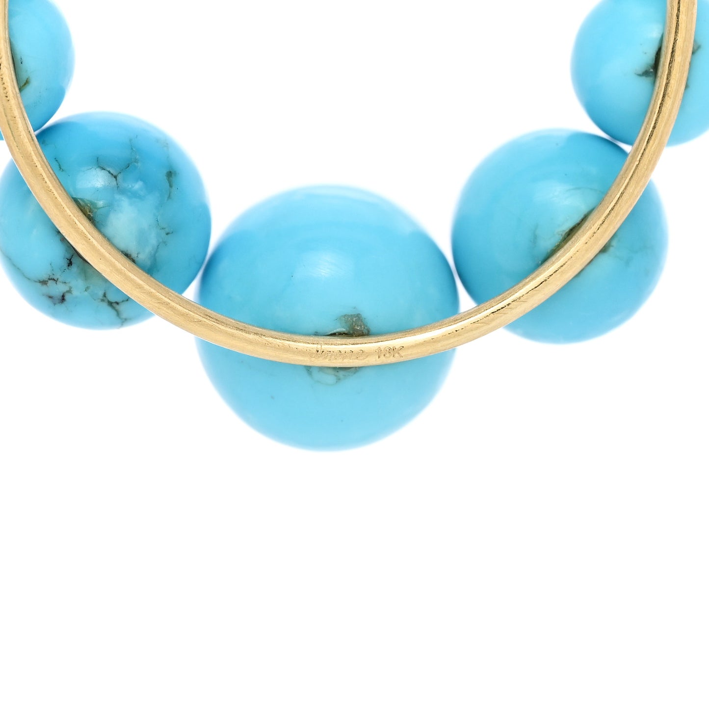 18K Yellow Gold Diamond Turquoise Gumball Earrings