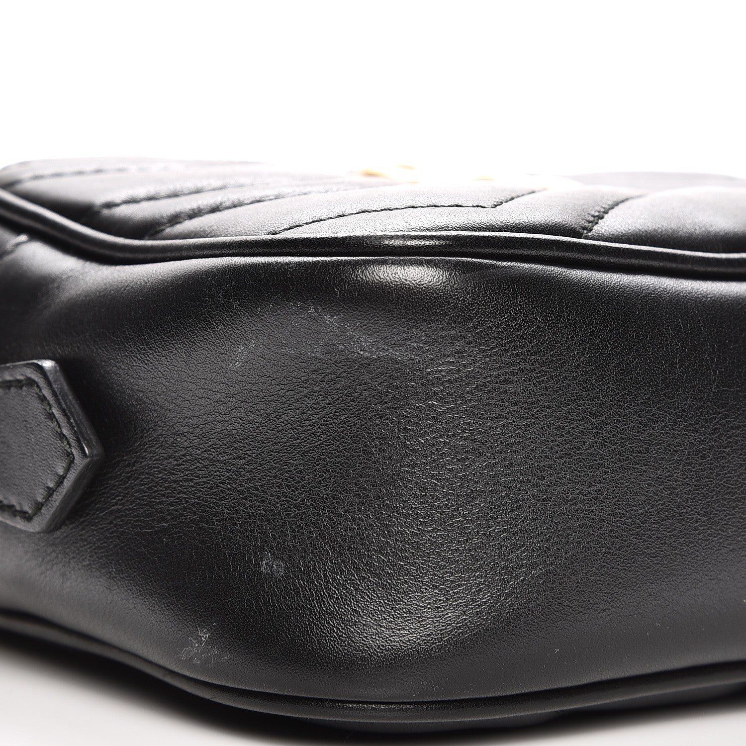 Gucci Calfskin Matelasse Mini GG Marmont Chain Shoulder Bag Black 8 of 9