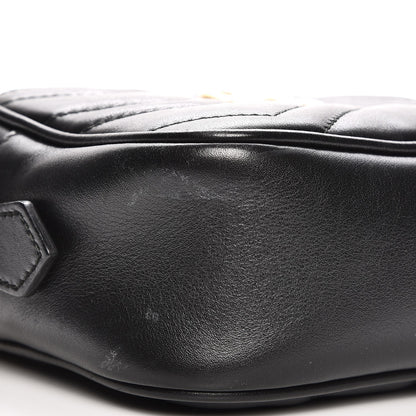 Gucci Calfskin Matelasse Mini GG Marmont Chain Shoulder Bag Black 8 of 9