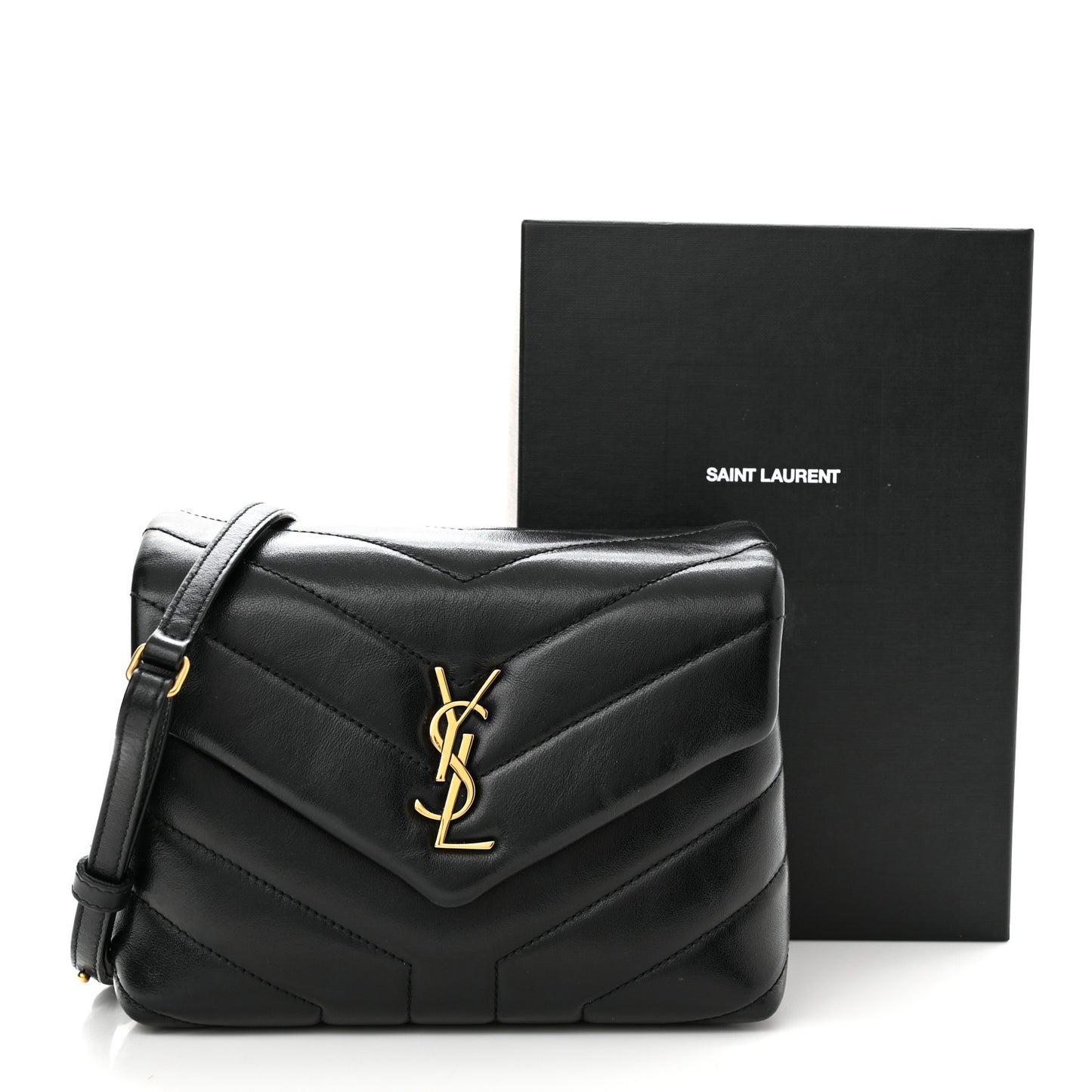 Calfskin Y Quilted Monogram Toy Loulou Crossbody Bag Black