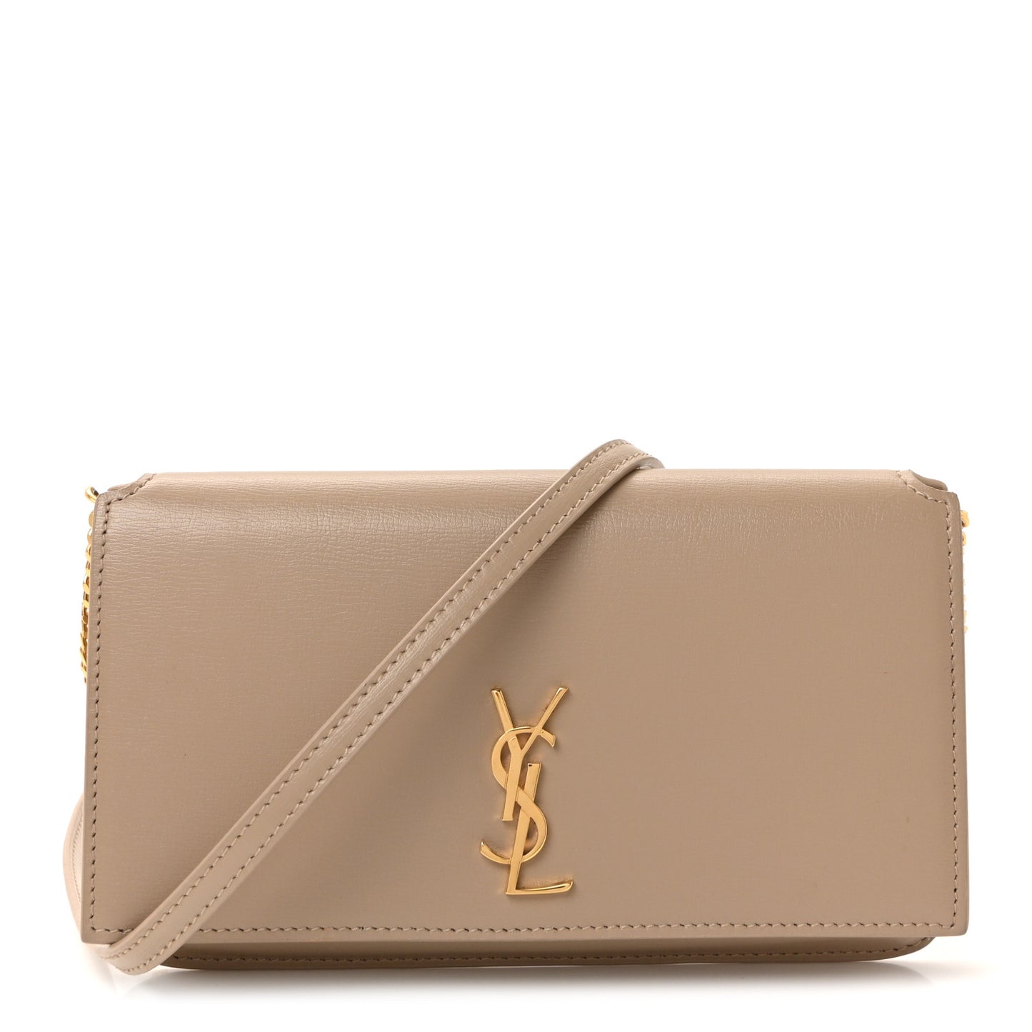 Smooth Calfskin Monogram Phone Holder Crossbody Dark Beige
