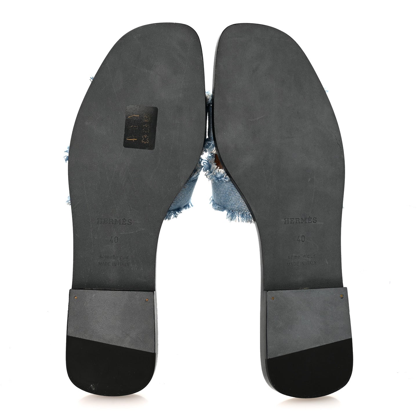 Denim Oran Fringe Sandals 40 Bleu Clair