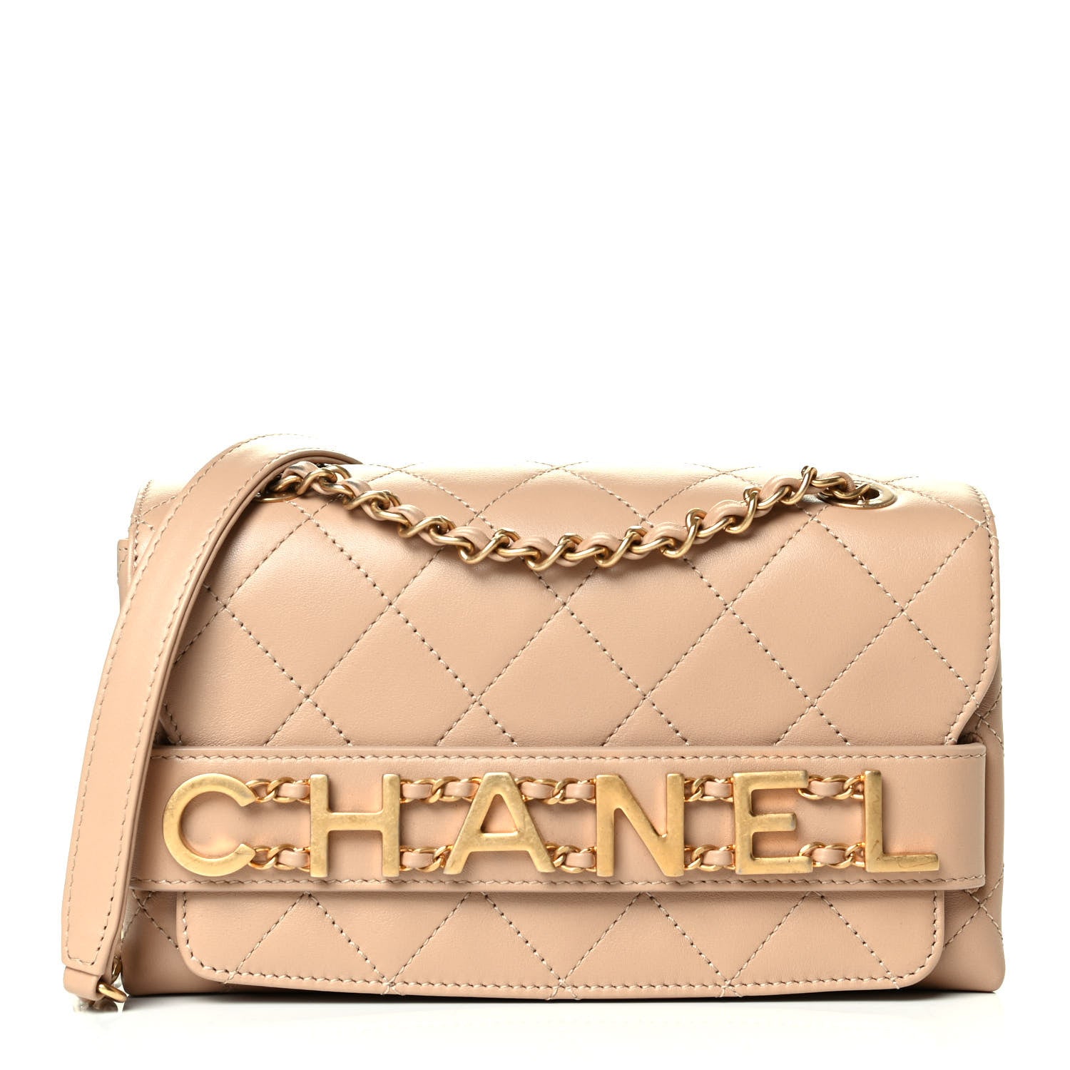 Chanel Calfskin Quilted Small Enchained Flap Beige 1 of 7