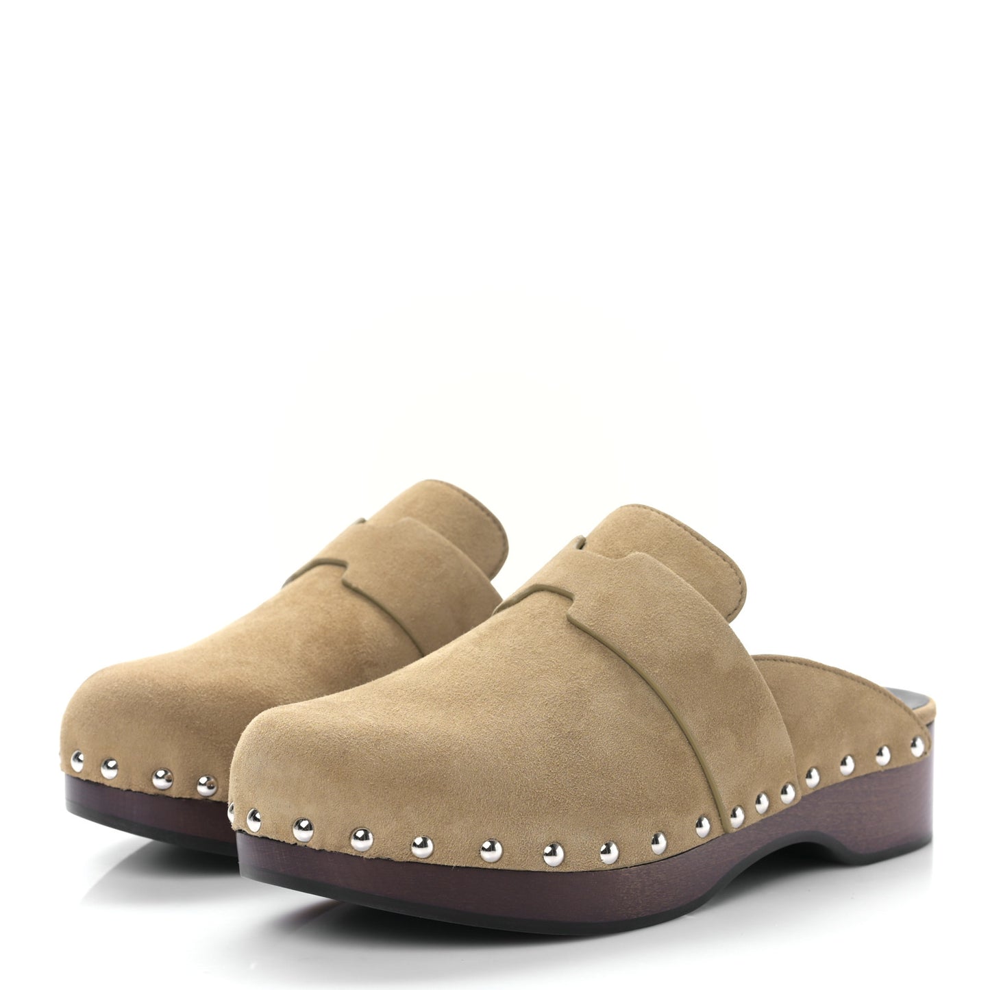 Suede Goatskin Calya Mules 36 Beige Gobi