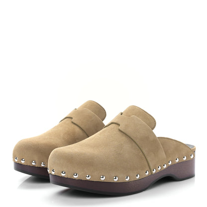 Hermes Suede Goatskin Calya Mules 36 Beige Gobi 4 of 8