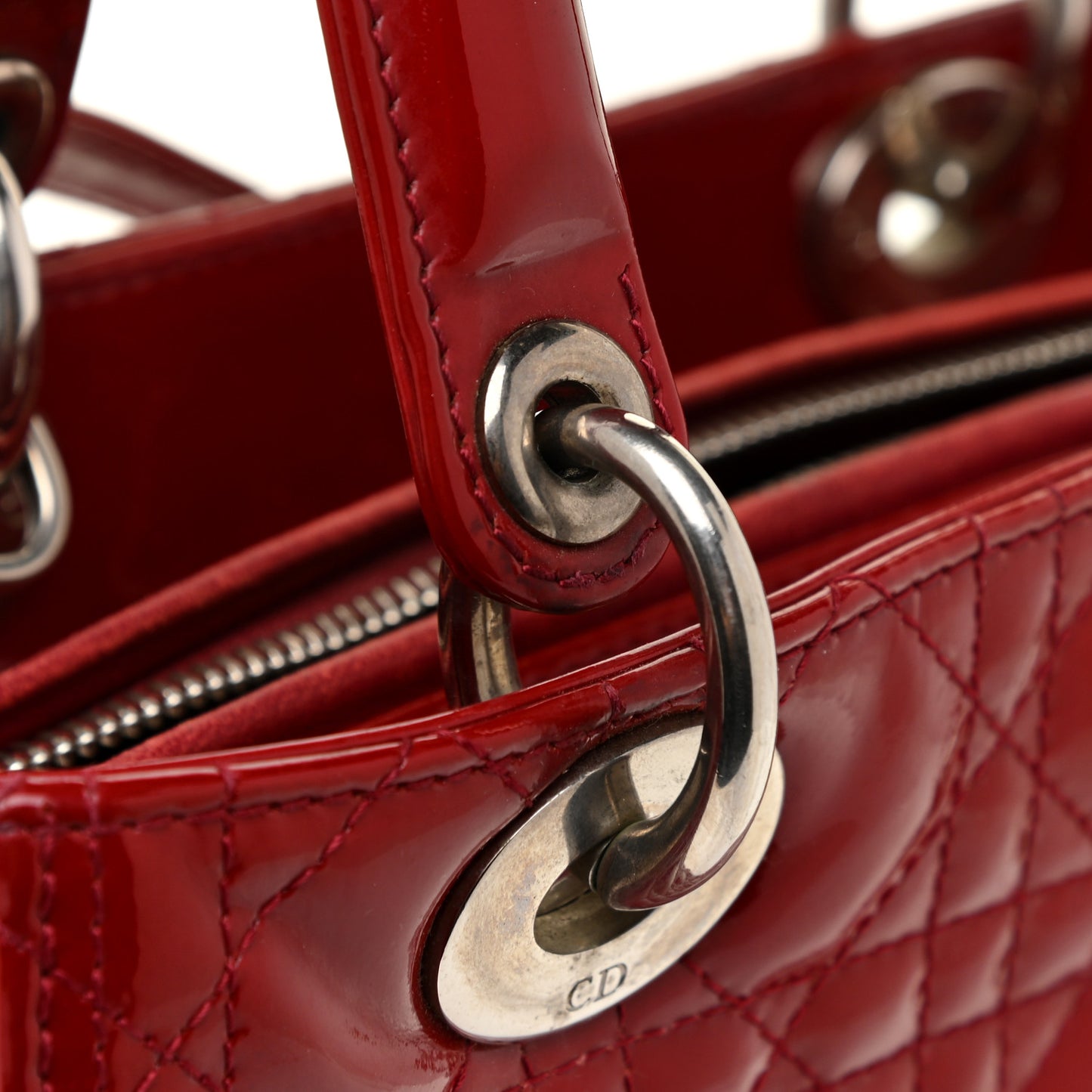 Patent Cannage Medium Lady Dior Red