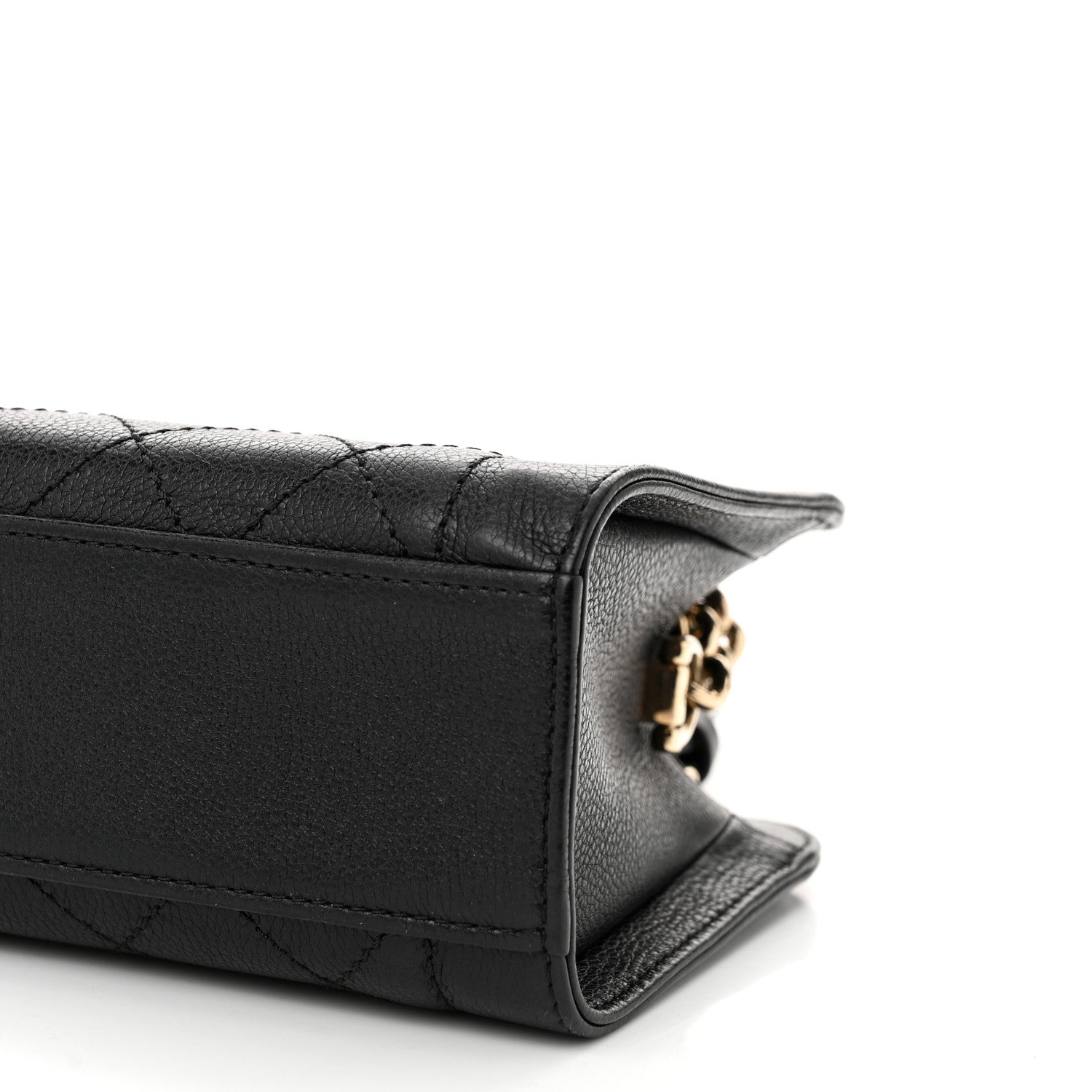 Chanel Grained Calfskin Stitched Mini Label Click Shopper Black