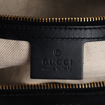 Gucci Monogram Selleria Calfskin Vintage Web Medium Boston Beige Blue 6 of 7