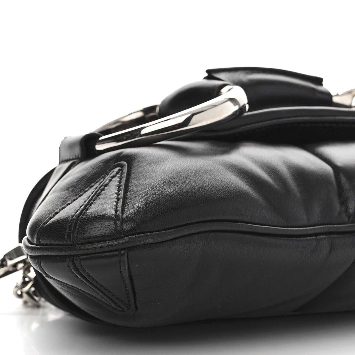 Nappa Vertical Matelasse Medium Maxi Horsebit Chain Shoulder Bag Black