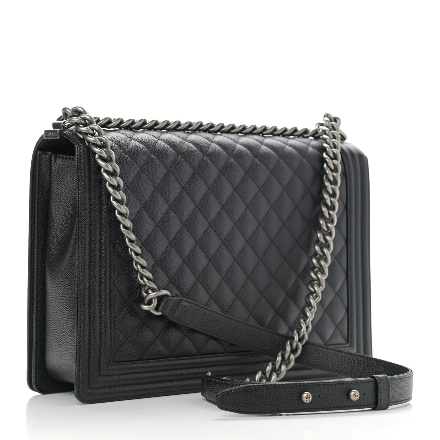 Caviar Quilted Large Boy Flap Black