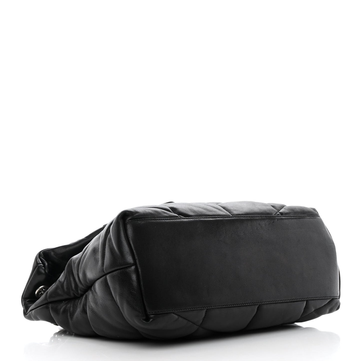 Lambskin Quilted Medium Loulou Puffer Monogram Chain Satchel Black