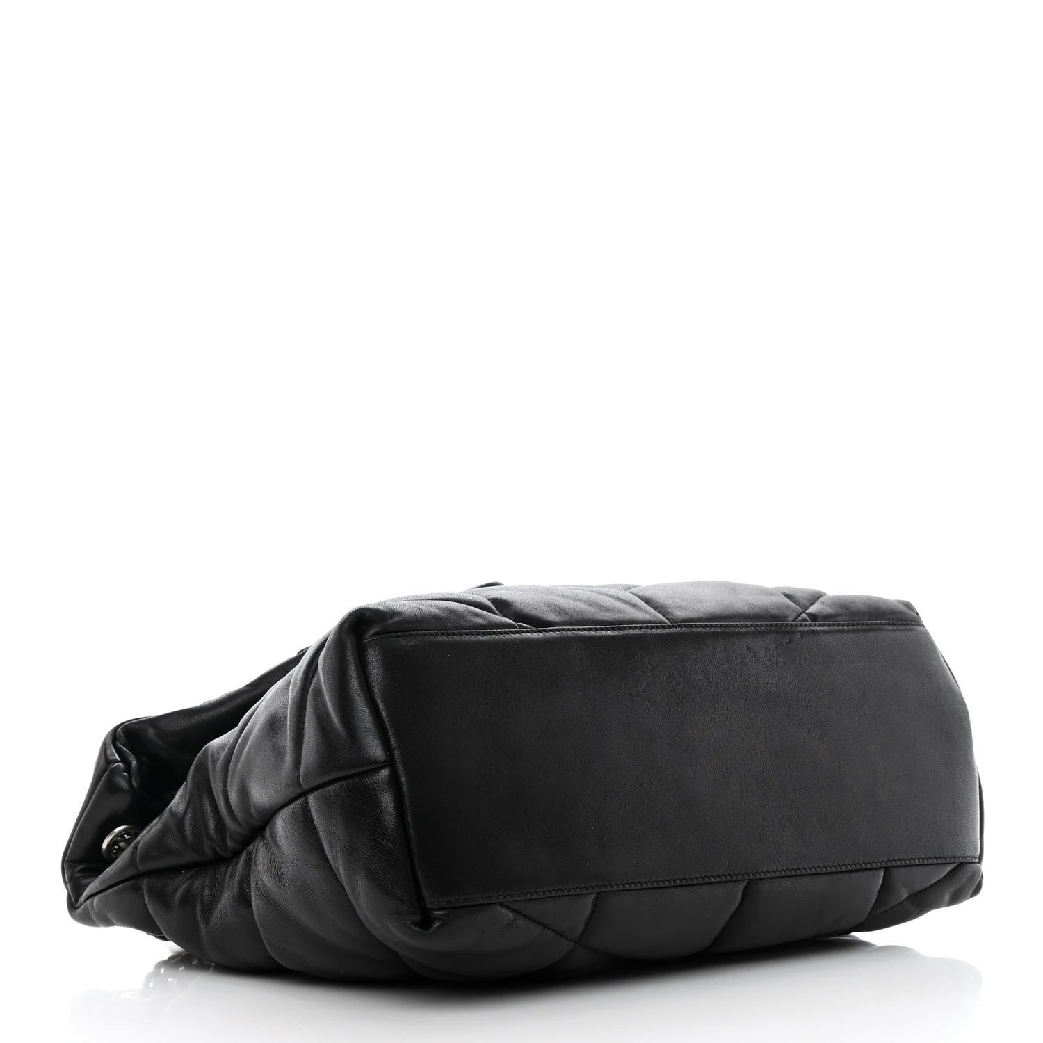Saint Laurent Lambskin Quilted Medium Loulou Puffer Monogram Chain Satchel Black 4 of 15