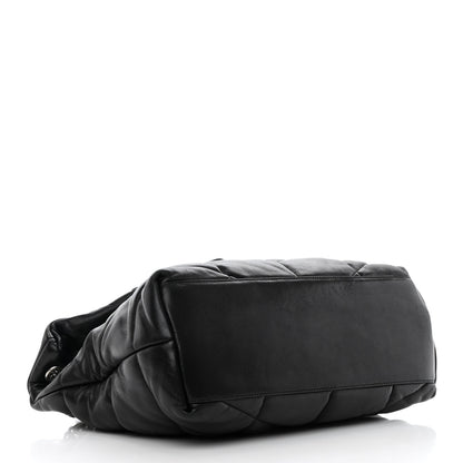 Saint Laurent Lambskin Quilted Medium Loulou Puffer Monogram Chain Satchel Black 4 of 15