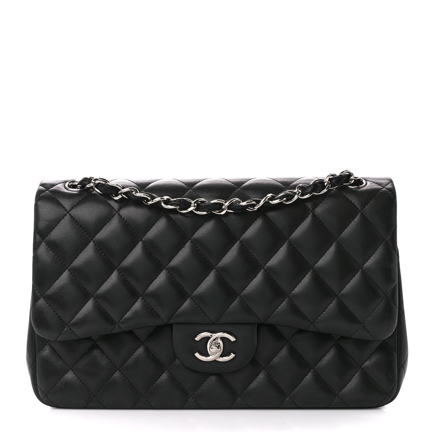 Chanel Lambskin Quilted Jumbo Double Flap Black 1 of 12