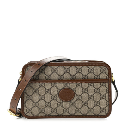 Gucci GG Supreme Monogram Azalea Calfskin Mini Retro Interlocking G Shoulder Bag Beige Ebony Brown Sugar 1 of 9