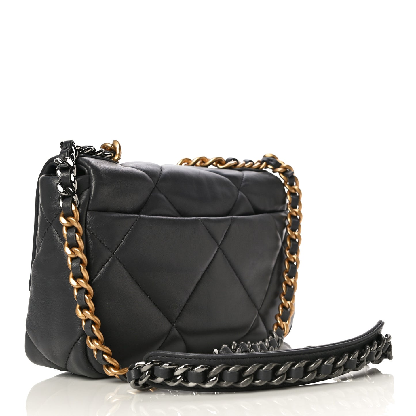 Lambskin Quilted Medium Chanel 19 Flap Dark Grey
