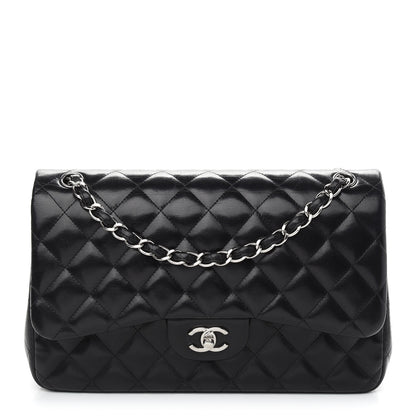 Chanel Lambskin Quilted Jumbo Double Flap Black 1 of 9