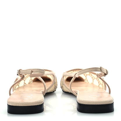 Gucci Suede Mesh Crystal GG Monogram Slingback Ballet Flats 39 Light Powder Skin Rose 6 of 13
