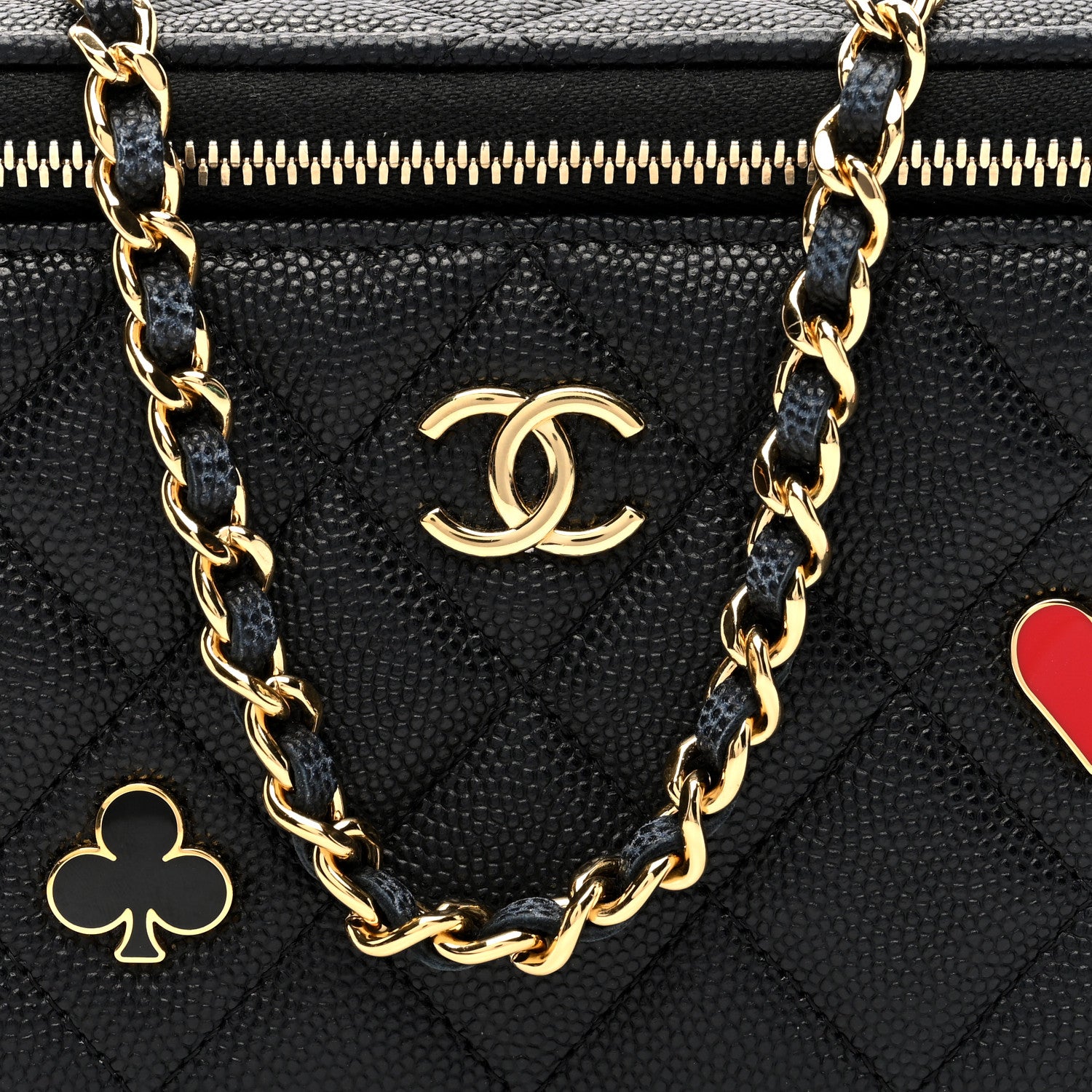Chanel Caviar Quilted Enamel Coco Casino Small Vanity Case With Chain Black 9 of 11