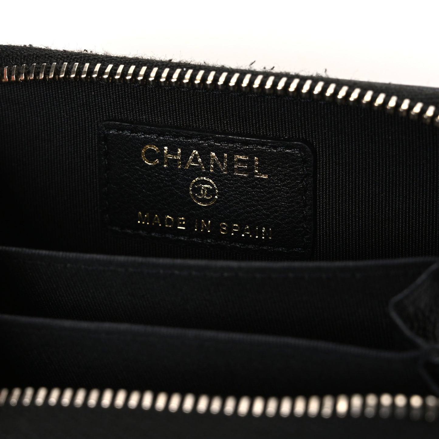 Lambskin Quilted Chanel 19 Zip Around Coin Purse Wallet Black