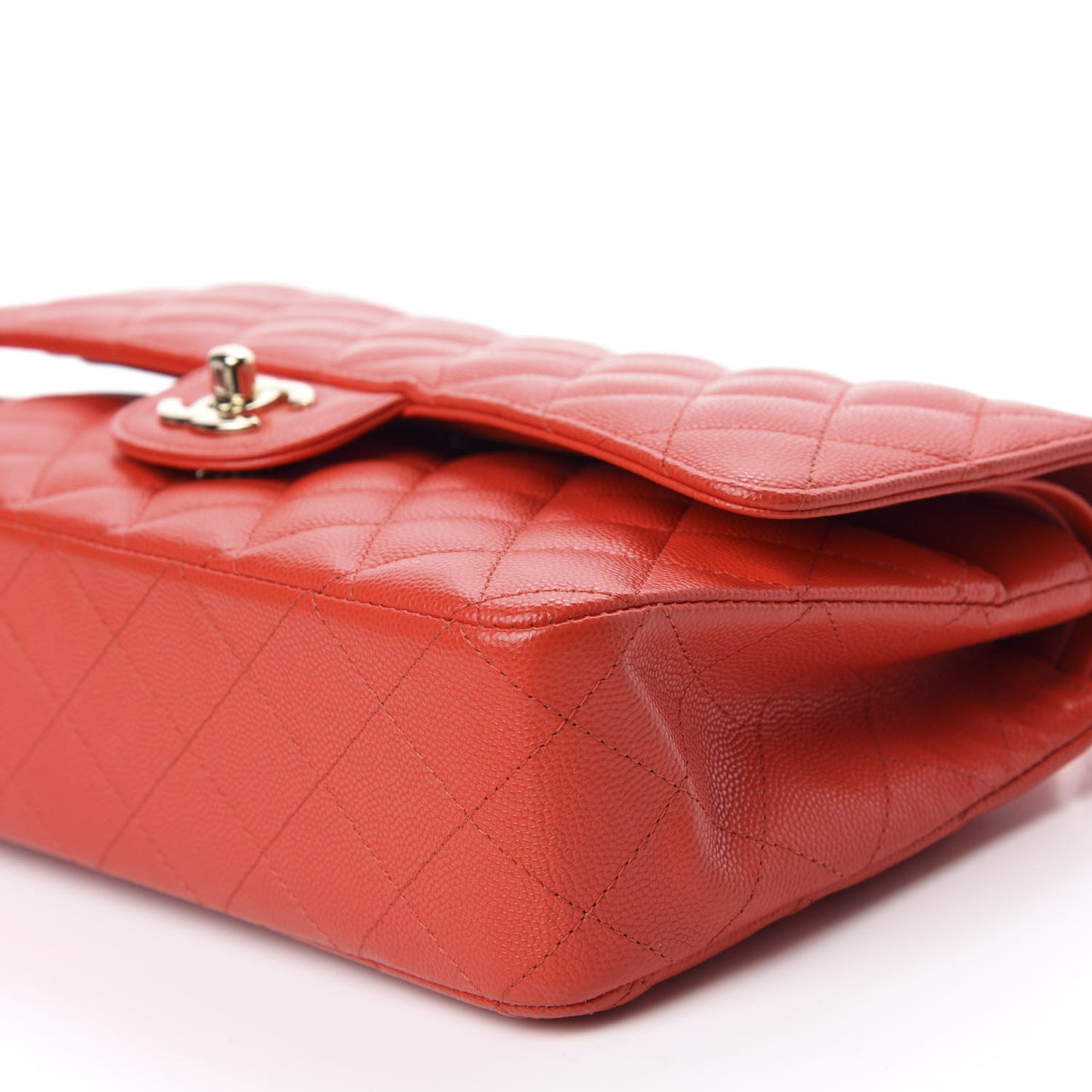 Caviar Quilted Medium Double Flap Red