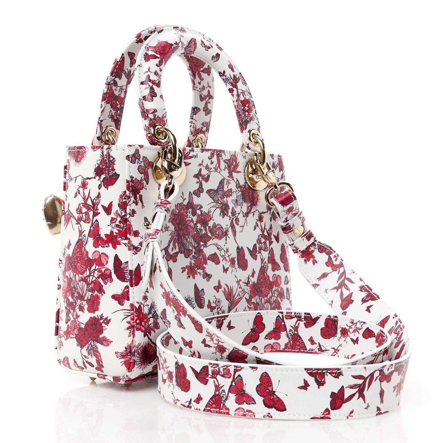 Calfskin Le Coeur Des Papillons Small My ABCDior Lady Dior White Multicolor