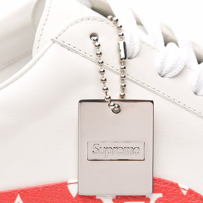 Louis Vuitton X SUPREME Calfskin Monogram Sneakers 9 White Red 9 of 12