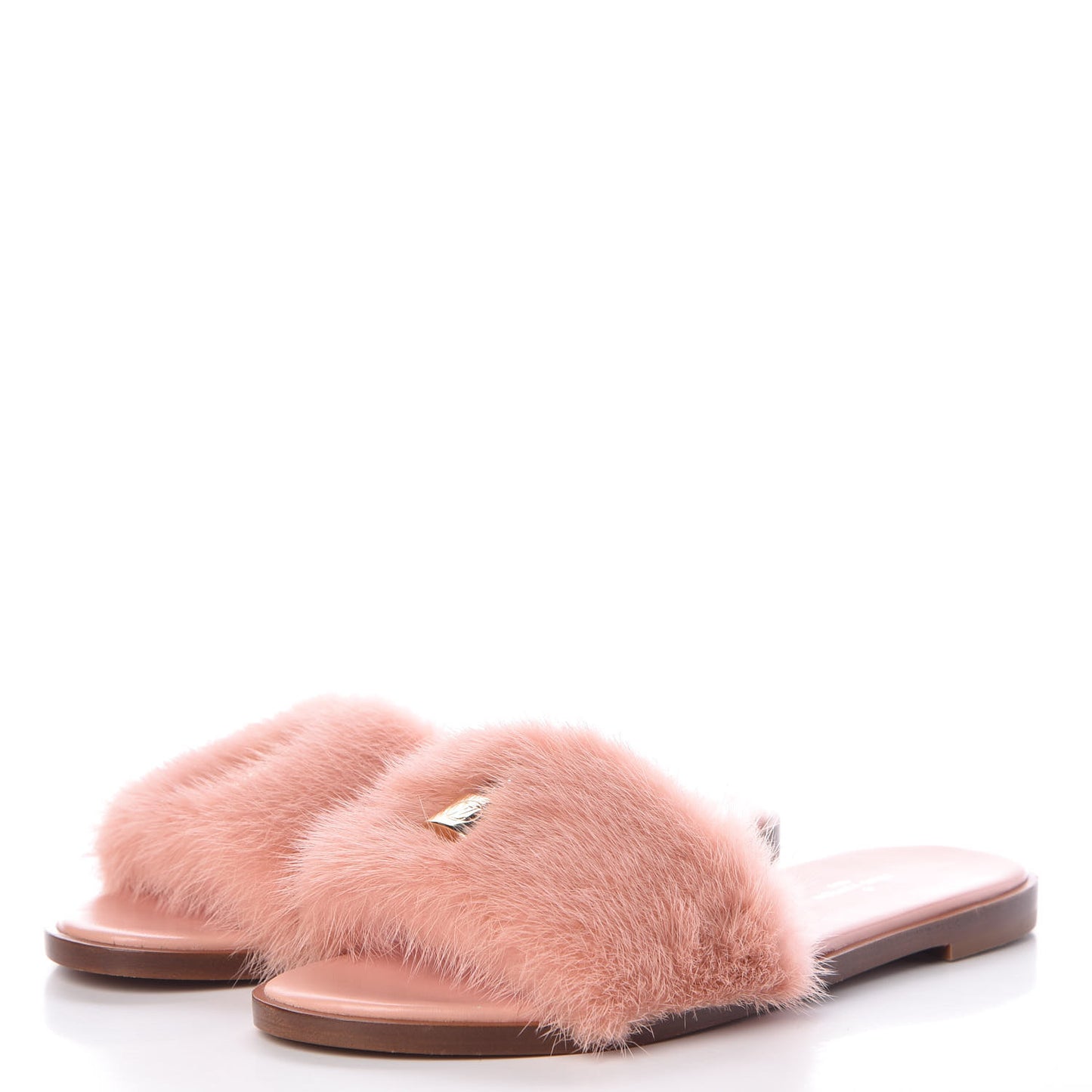 Mink Fur Lock It Flat Mule 37 Rose