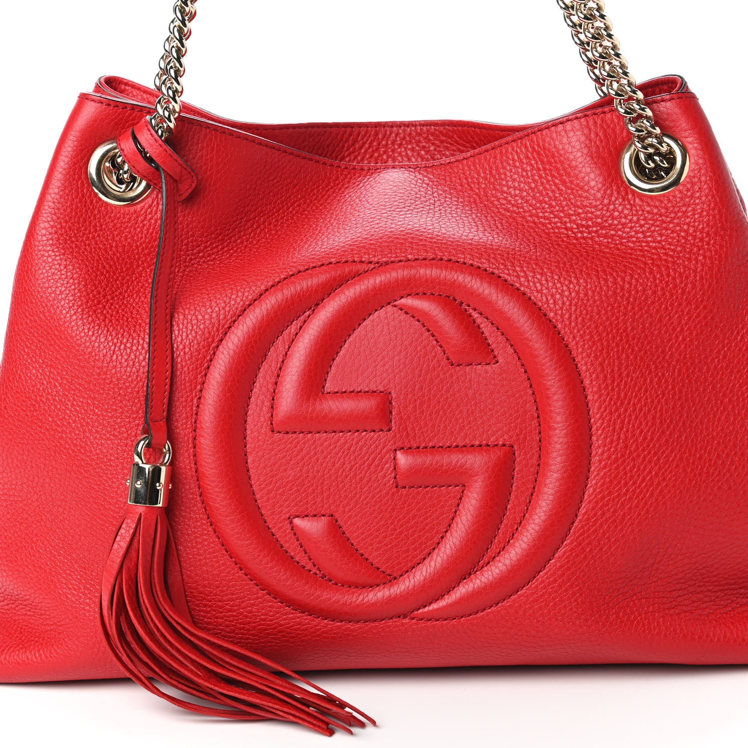 Gucci Pebbled Calfskin Medium Soho Chain Shoulder Bag Tabasco Red 10 of 10