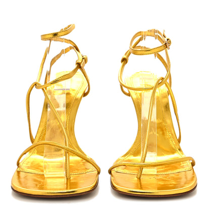 Bottega Veneta Laminated Calfskin The Line 90mm Sandals 39 Gold 2 of 9