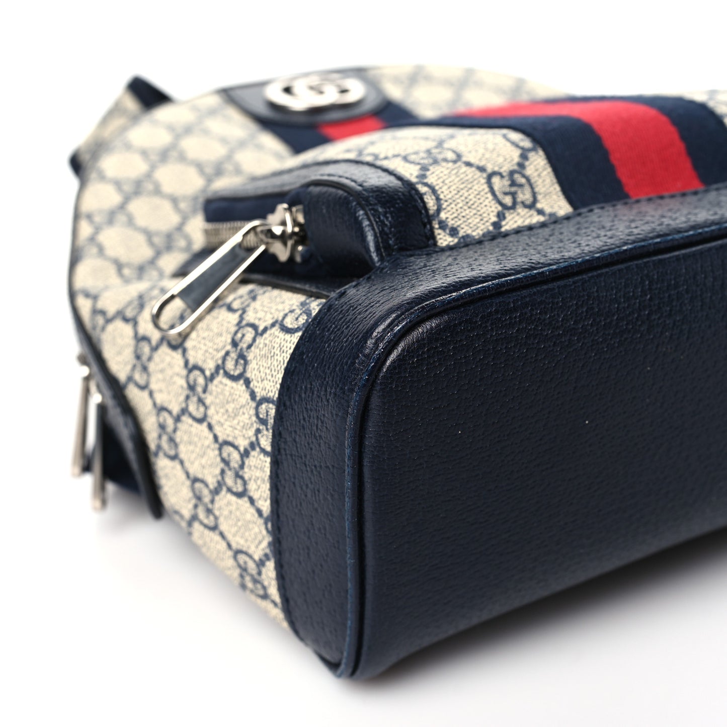 GG Supreme Monogram Textured Dollar Calfskin Web Small Ophidia Day Backpack Beige Blue Black