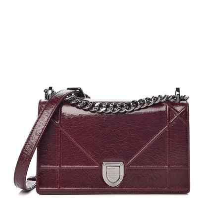 Christian Dior Crackled Deerskin Small Diorama Flap Bag Burgundy 1 of 15