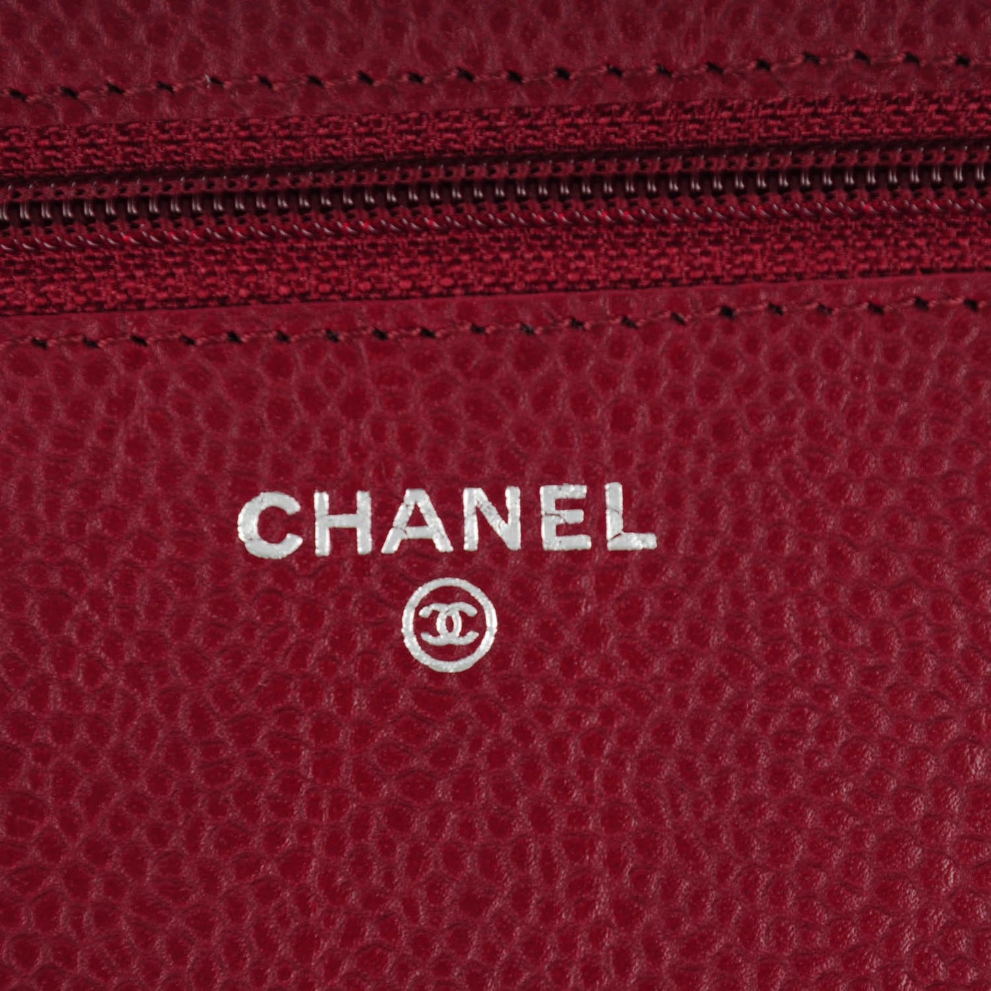 Caviar Quilted Wallet On Chain WOC Dark Red