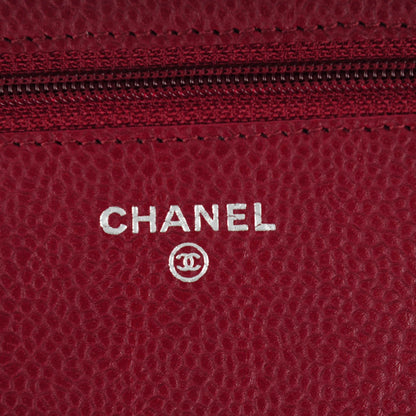Chanel Caviar Quilted Wallet On Chain WOC Dark Red 6 of 8