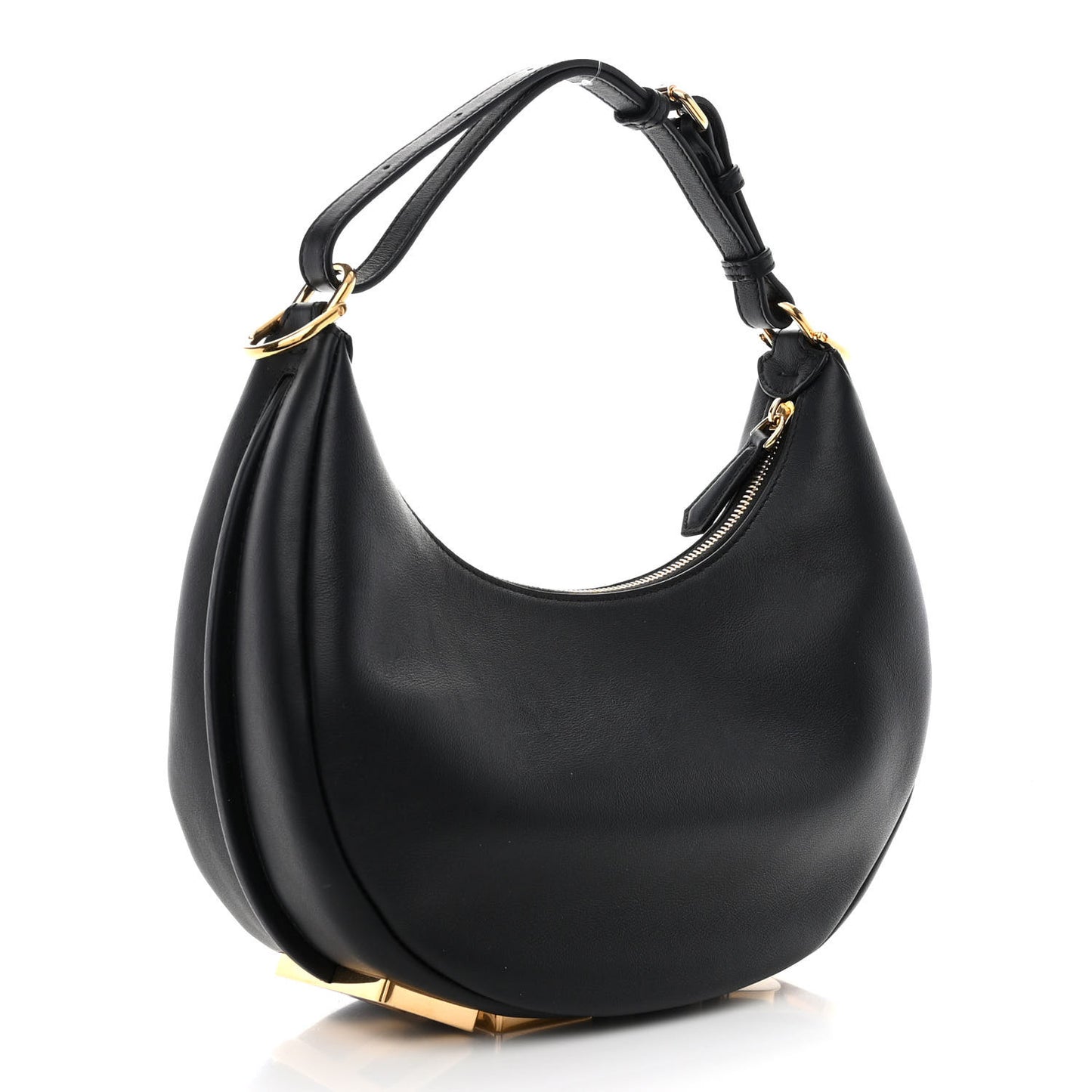 Vitello Grace Matte Small Fendigraphy Hobo Bag Black