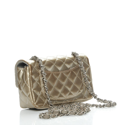 Chanel Striated Patent Quilted Mini Rectangular Flap Gold 3 of 7