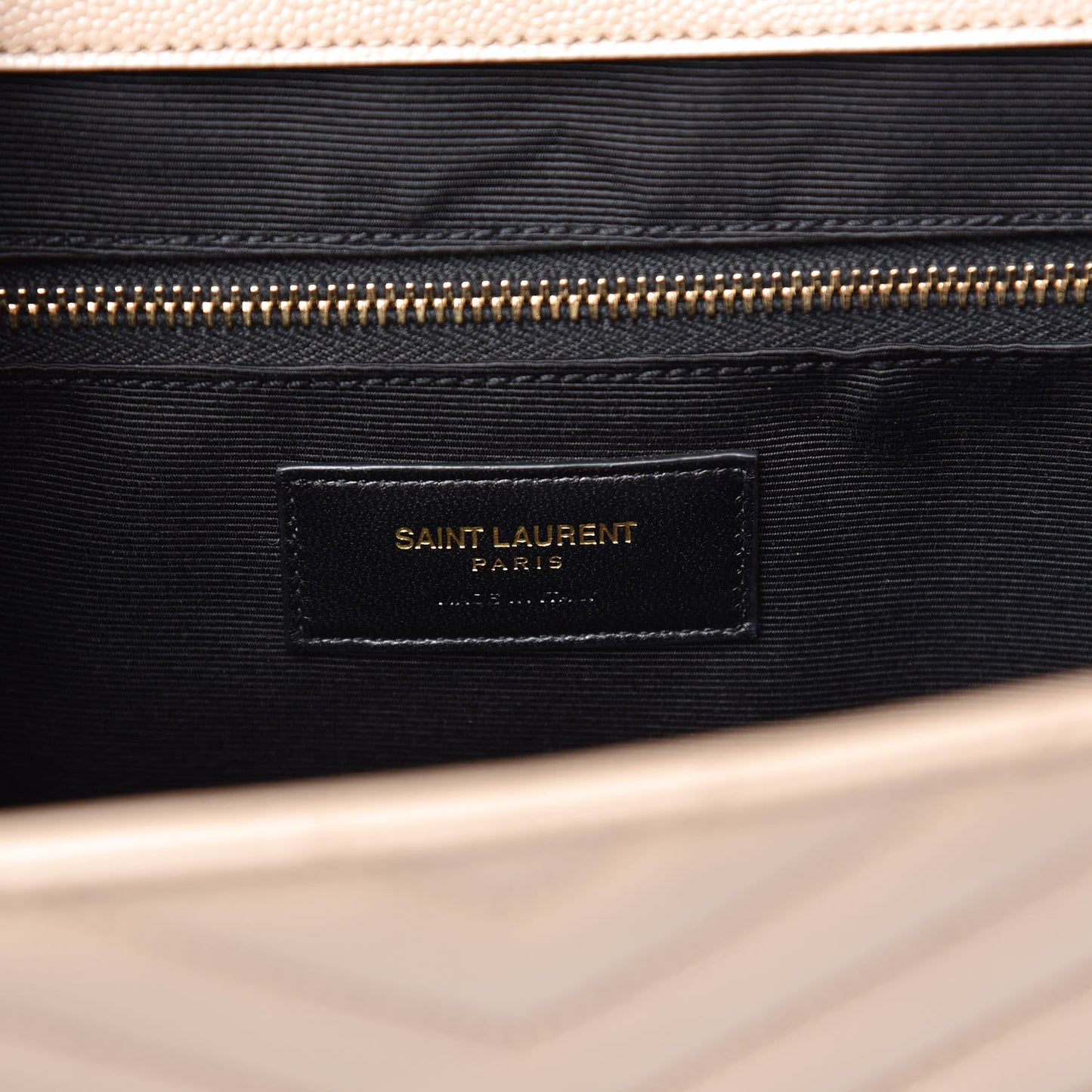 Grain De Poudre Matelasse Chevron Large Monogram Satchel Dark Beige