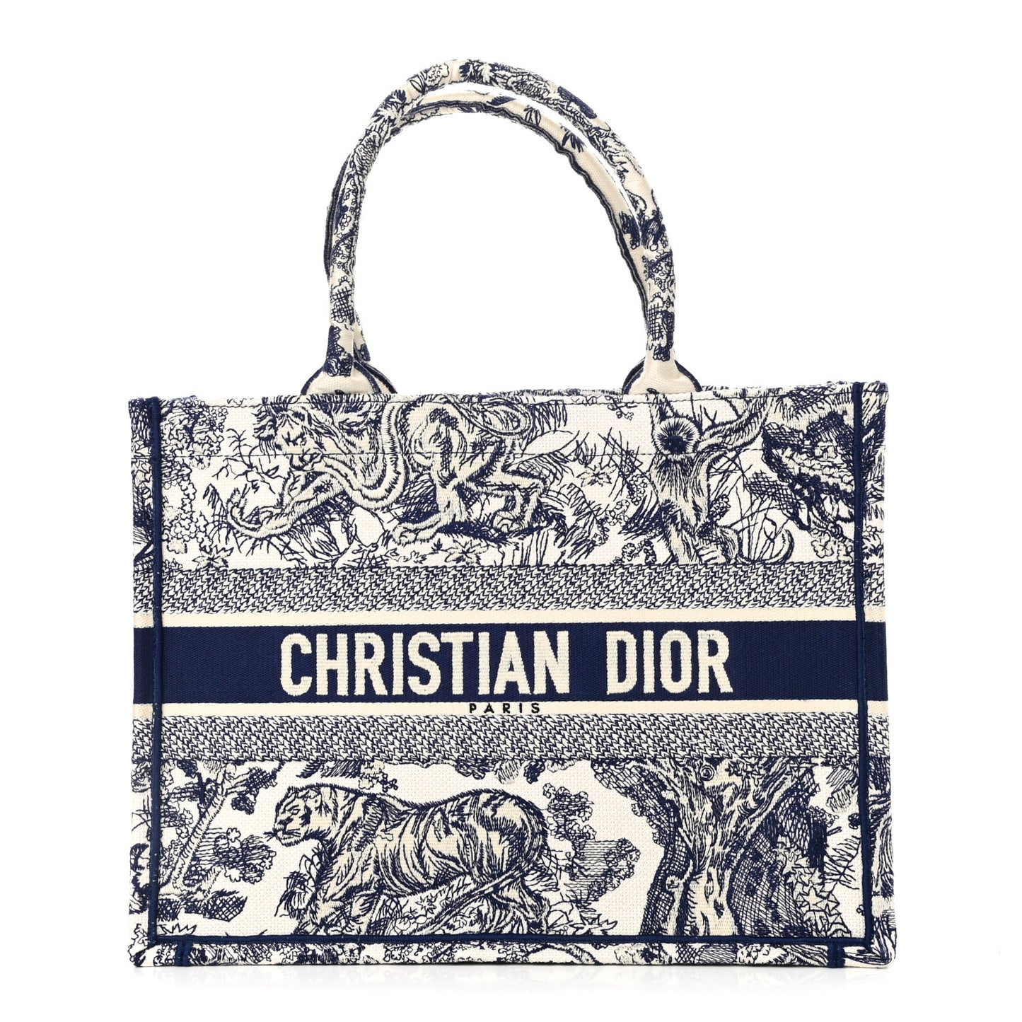 Canvas Embroidered Medium Dioriviera Toile De Jouy Book Tote Blue