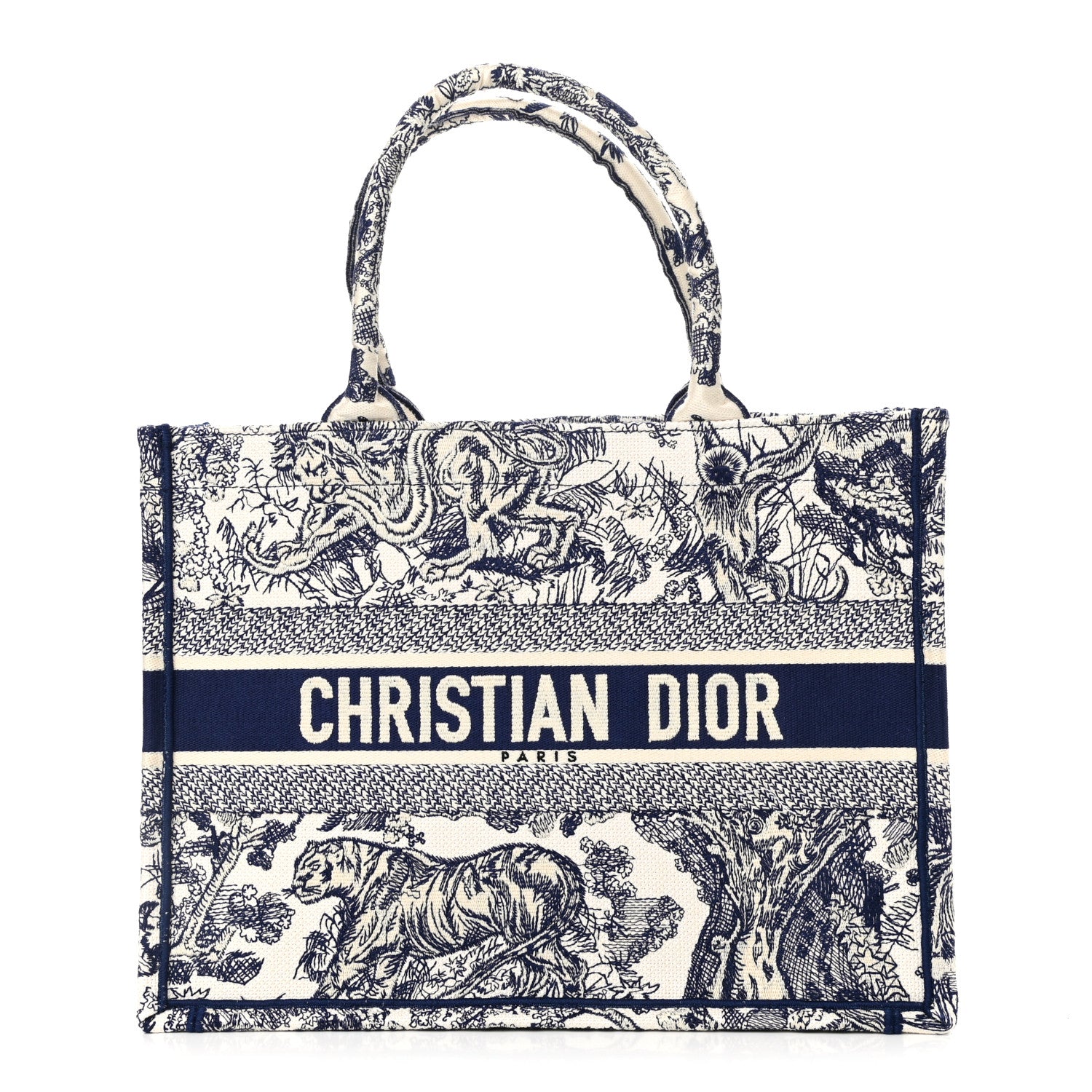 Christian Dior Canvas Embroidered Medium Dioriviera Toile De Jouy Book Tote Blue 1 of 10