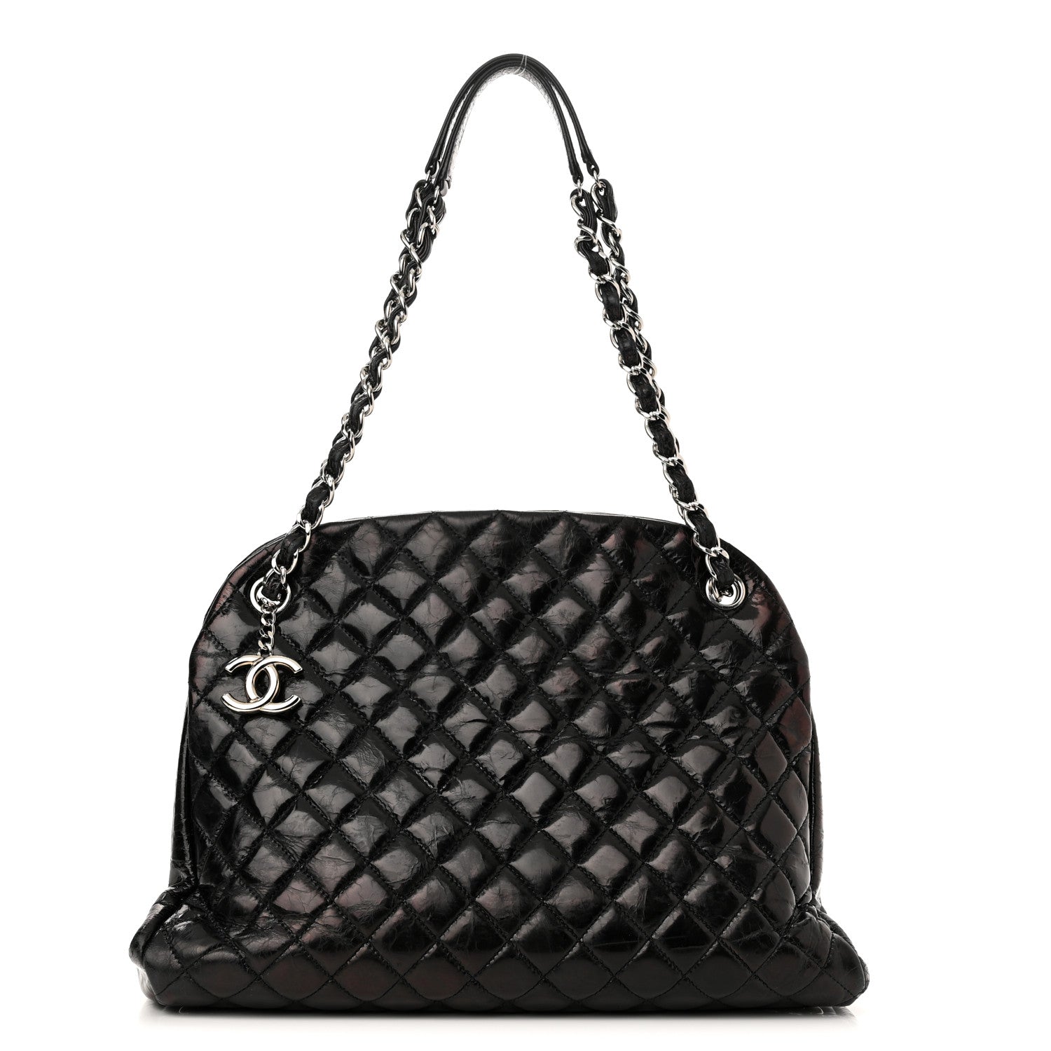 Chanel Glazed Calfskin Quilted Large Just Mademoiselle Bowling Bag Black 1 of 11