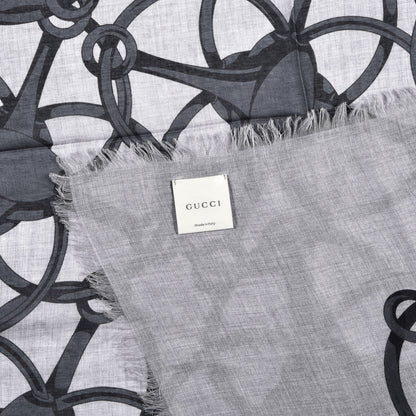 Gucci Modal Wool Hildash Square Shawl Zinc Medium Grey 2 of 4