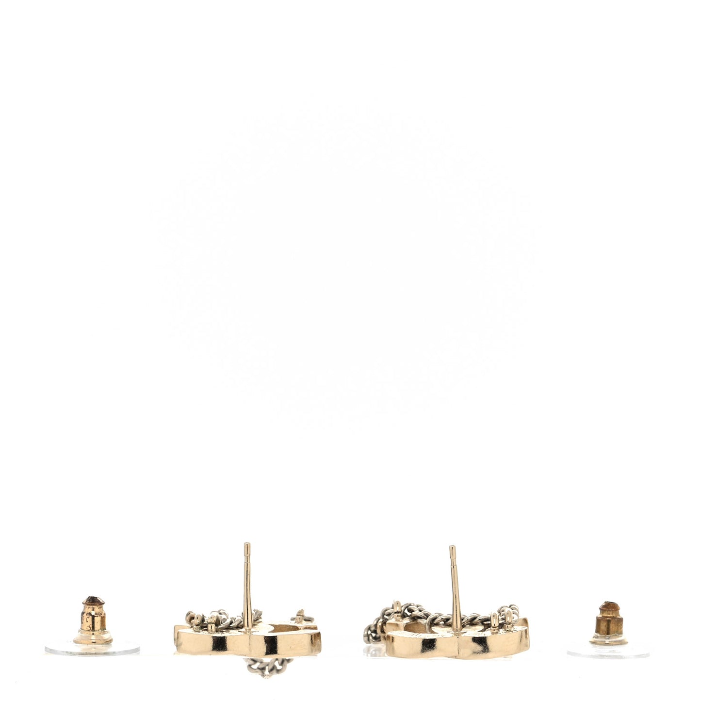 Crystal Chain CC Earrings Gold