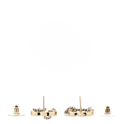 Chanel Crystal Chain CC Earrings Gold 3 of 4