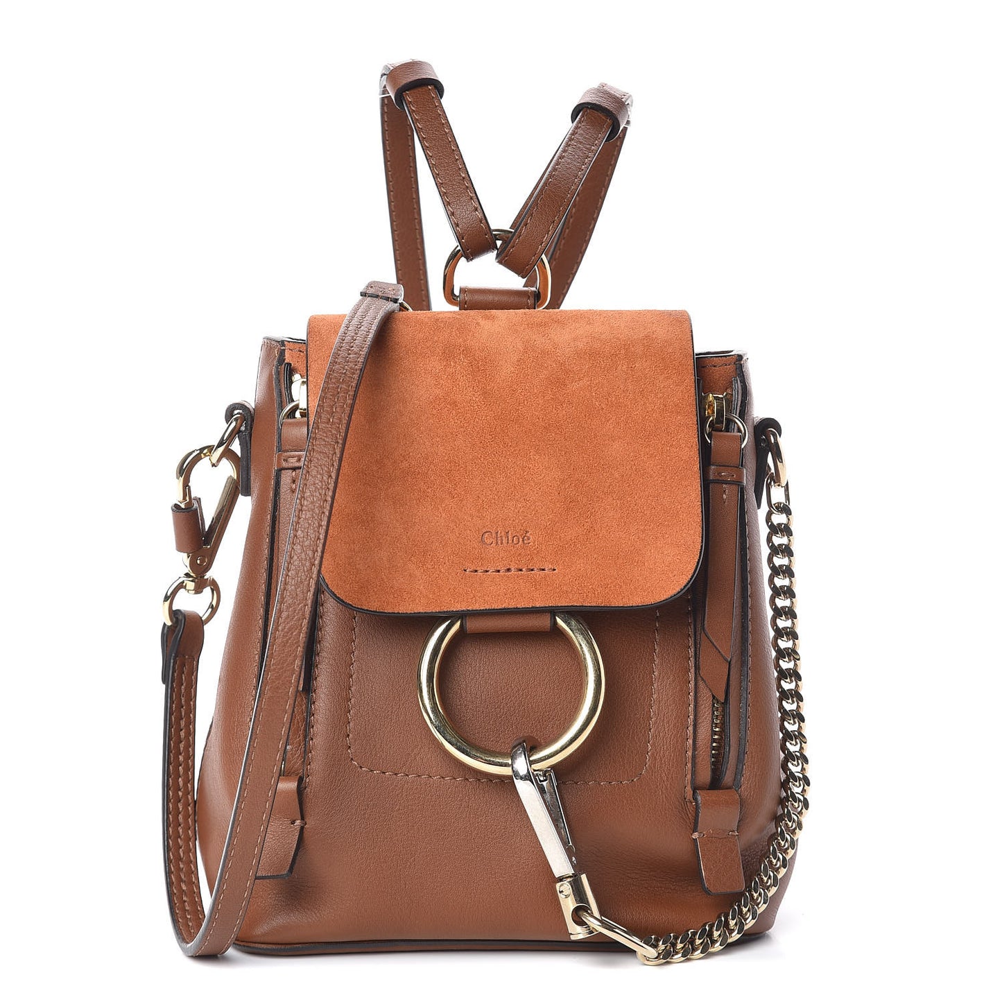 Suede Calfskin Mini Faye Backpack Tan