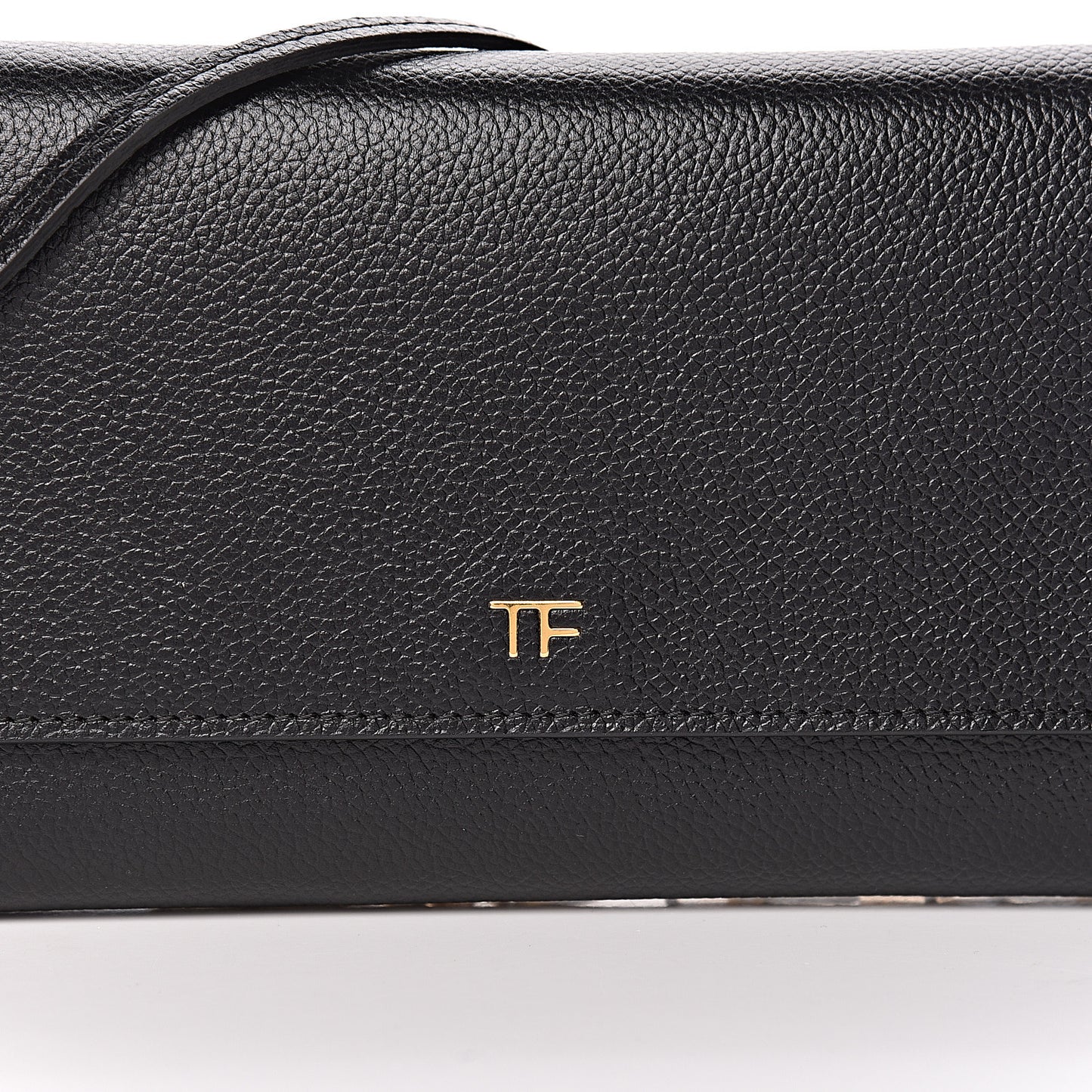 Pebbled Calfskin Wallet On Chain Black