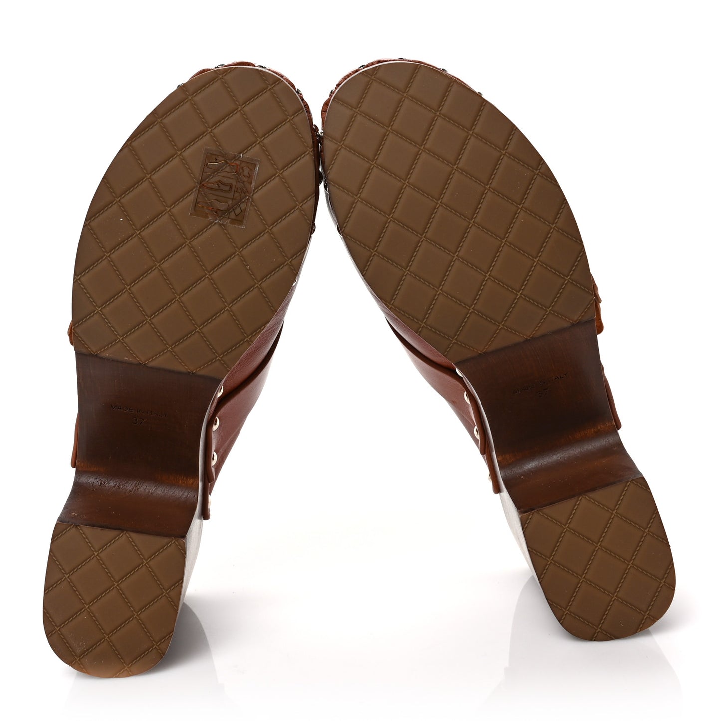 Calfskin Camellia Clogs 37 Brown