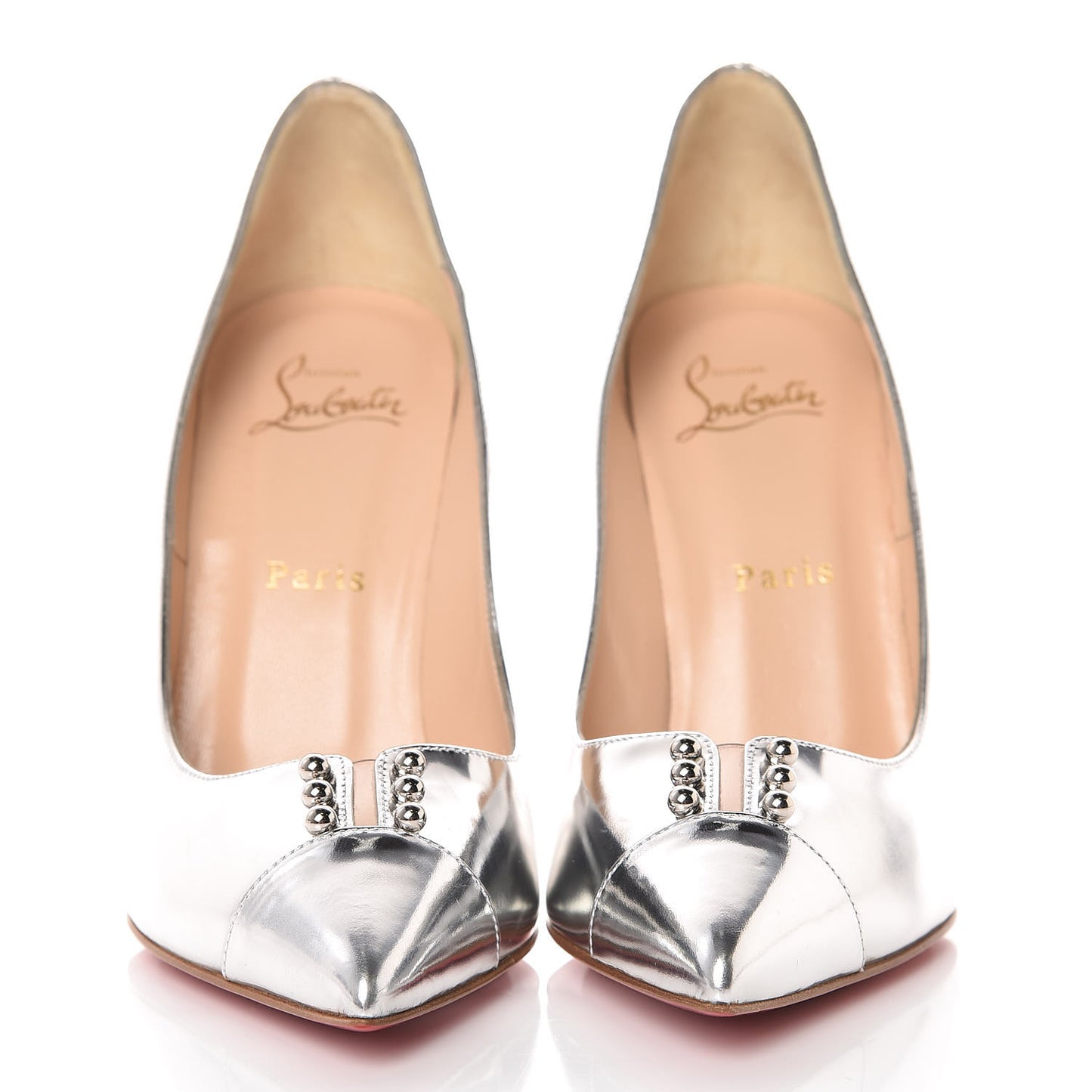 Metallic Calfskin Predu 100 Pumps 38 Silver